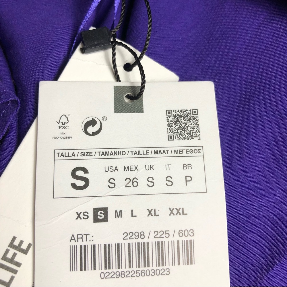 ZARA. Women’s Purple Button Down Shirt Long Sleeves With Button Cuffs Size Small - Picture 7 of 7